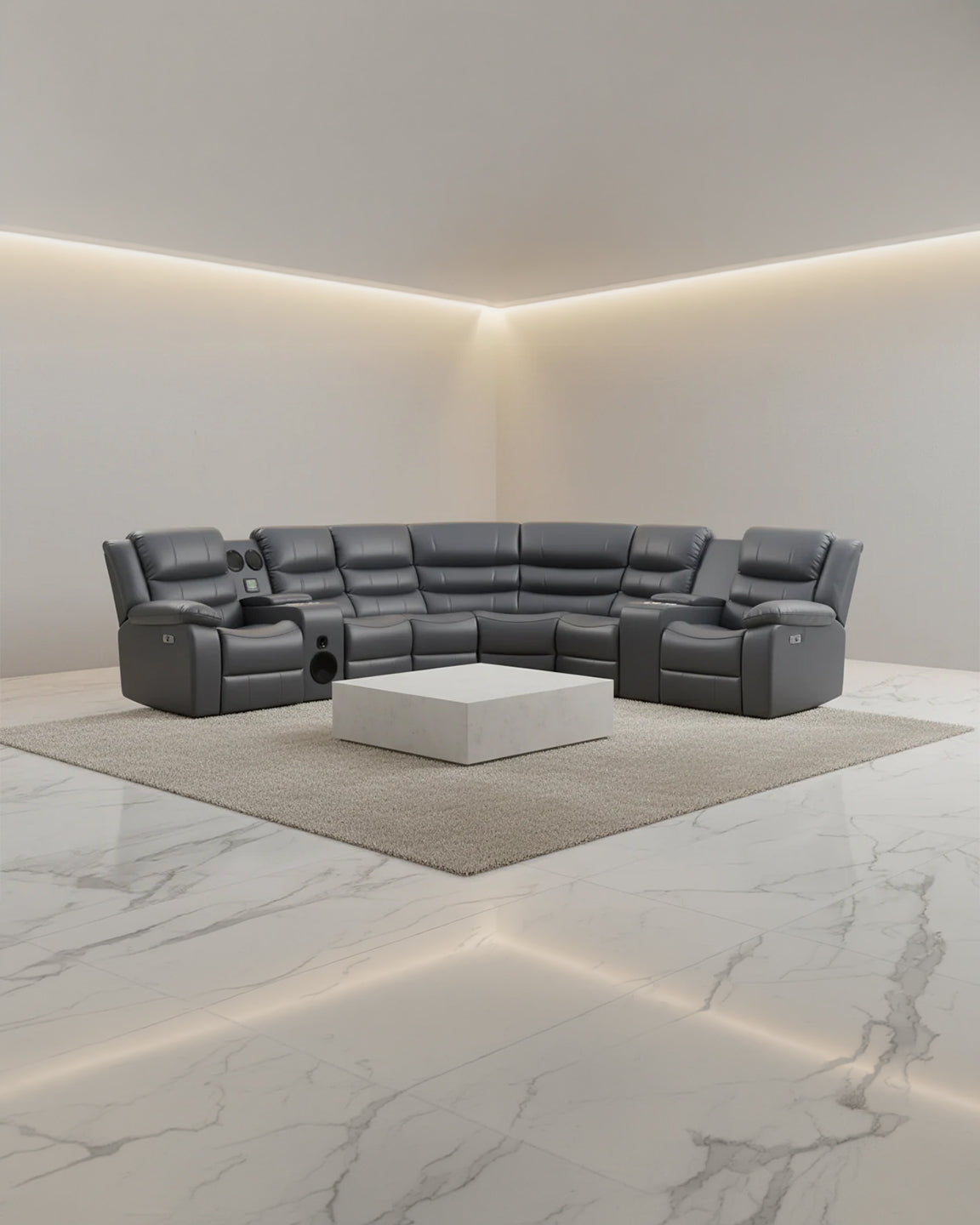 Costa Power Recliner Corner Sectional - Cool Grey