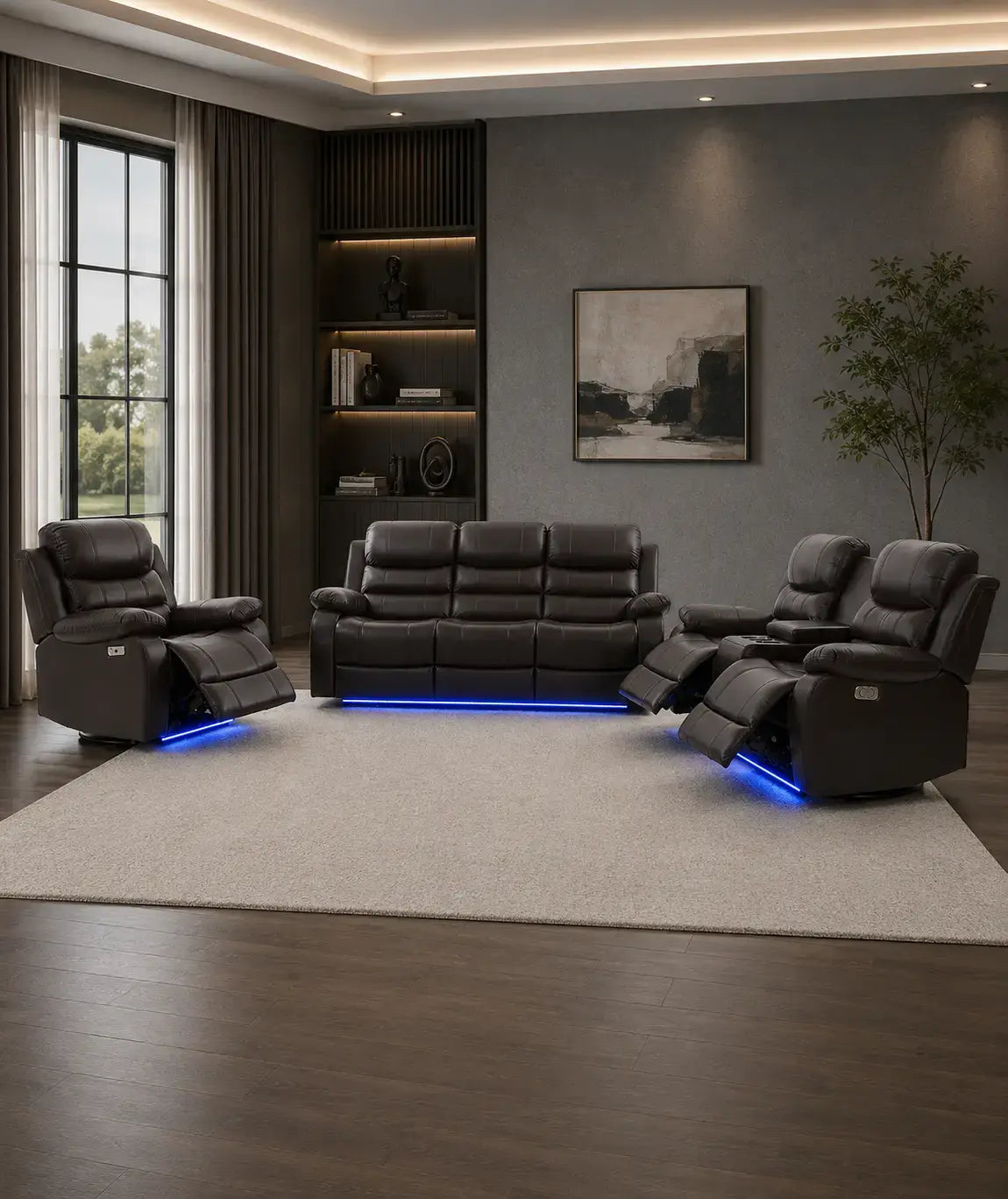 Monaco Power Recliner Set -  Chocolate Brown