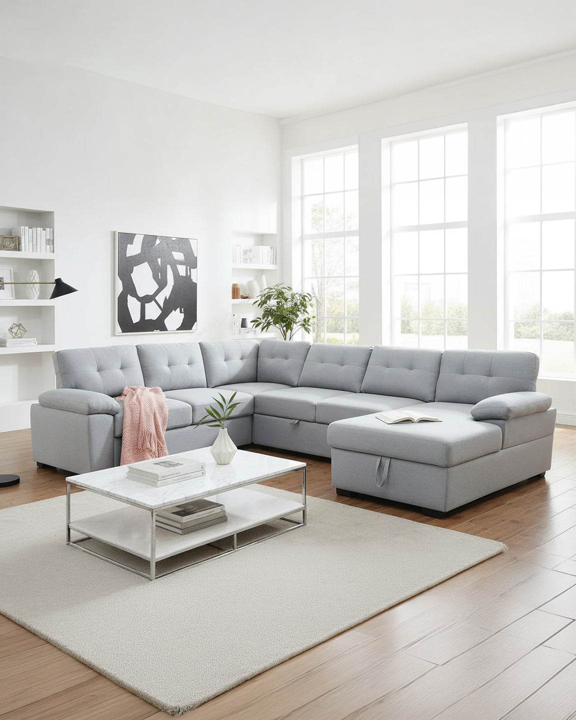 Scott Sofa Bed Sectional - Light Grey
